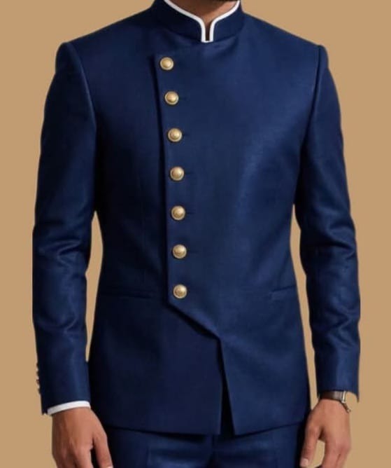 Man 4piece black & cream suit with stones .special fabric